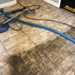 Quest Floor Care cleaned the tile flooring in this local restaurant. The contrast between clean and dirty tiles is visible. We can produce the same results for businesses in Blacksburg, Christiansburg, Radford, Roanoke, Pulaski, and beyond.