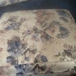 This floral print couch cushion is in the progress of being cleaned at a home in Roanoke, VA. The difference between the clean side and the dirty side is distinct.